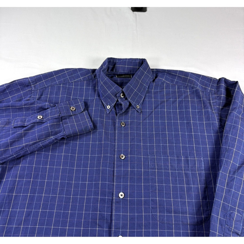 Gitman Bros Shirt Mens M Blue Plaid Button Up Long Sleeve Casual Formal